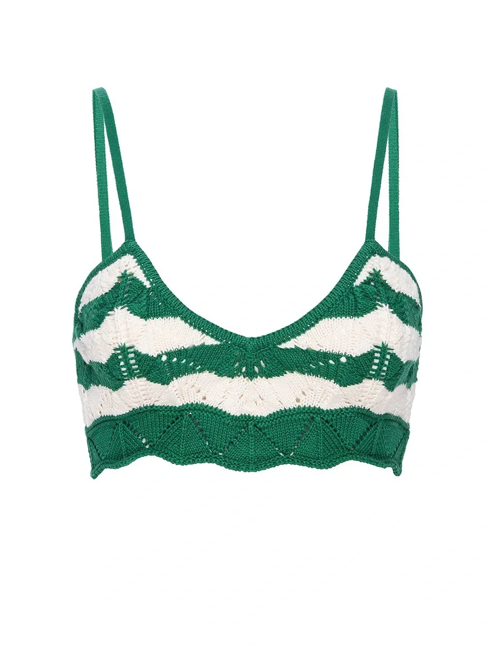 Misa Los Angeles Green and Cream Striped Knit Eida NWT Bralette - Picture 4 of 5